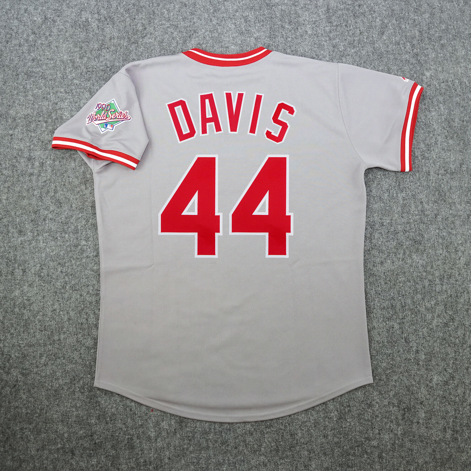 Eric Davis 1990 Cincinnati Reds World Series Men's Grey Road Cooperstown Jersey