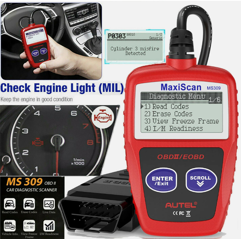 Autel MaxiScan MS309 OBD2 Auto Engine Code Reader Check Emission Monitor Status