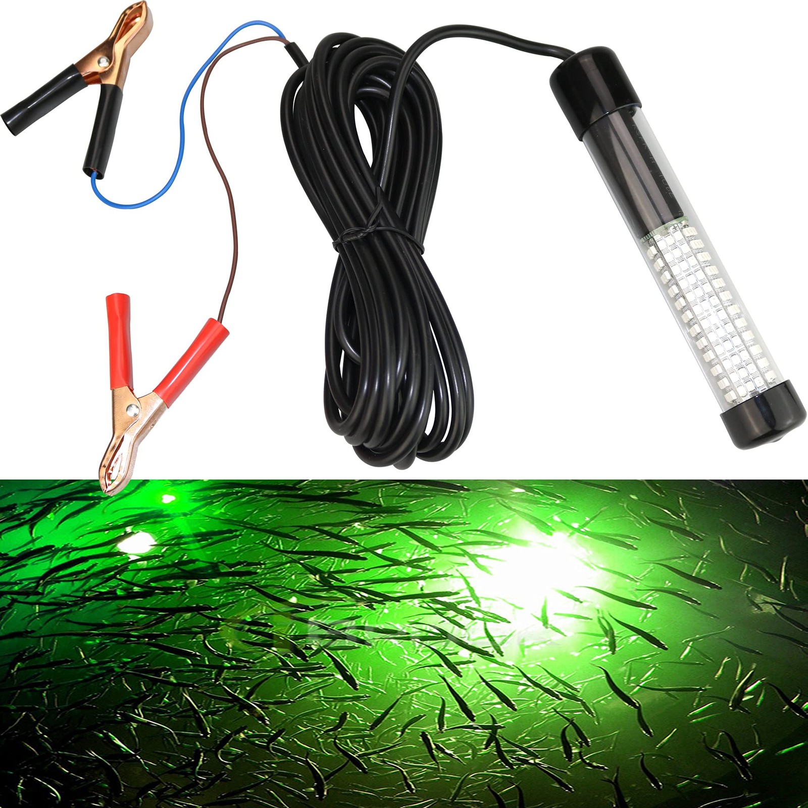 12V 14W 180 LEDs 1300 Lumens Submersible Fishing Light Underwater Fish Finder