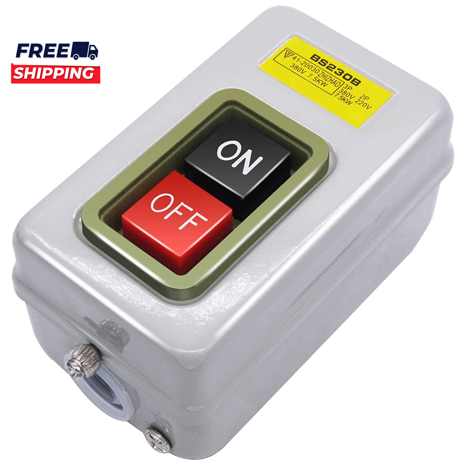 AC 220V/380V Push Button Switch On/Off Start Stop Switch 3 Phase Self Lock Elect