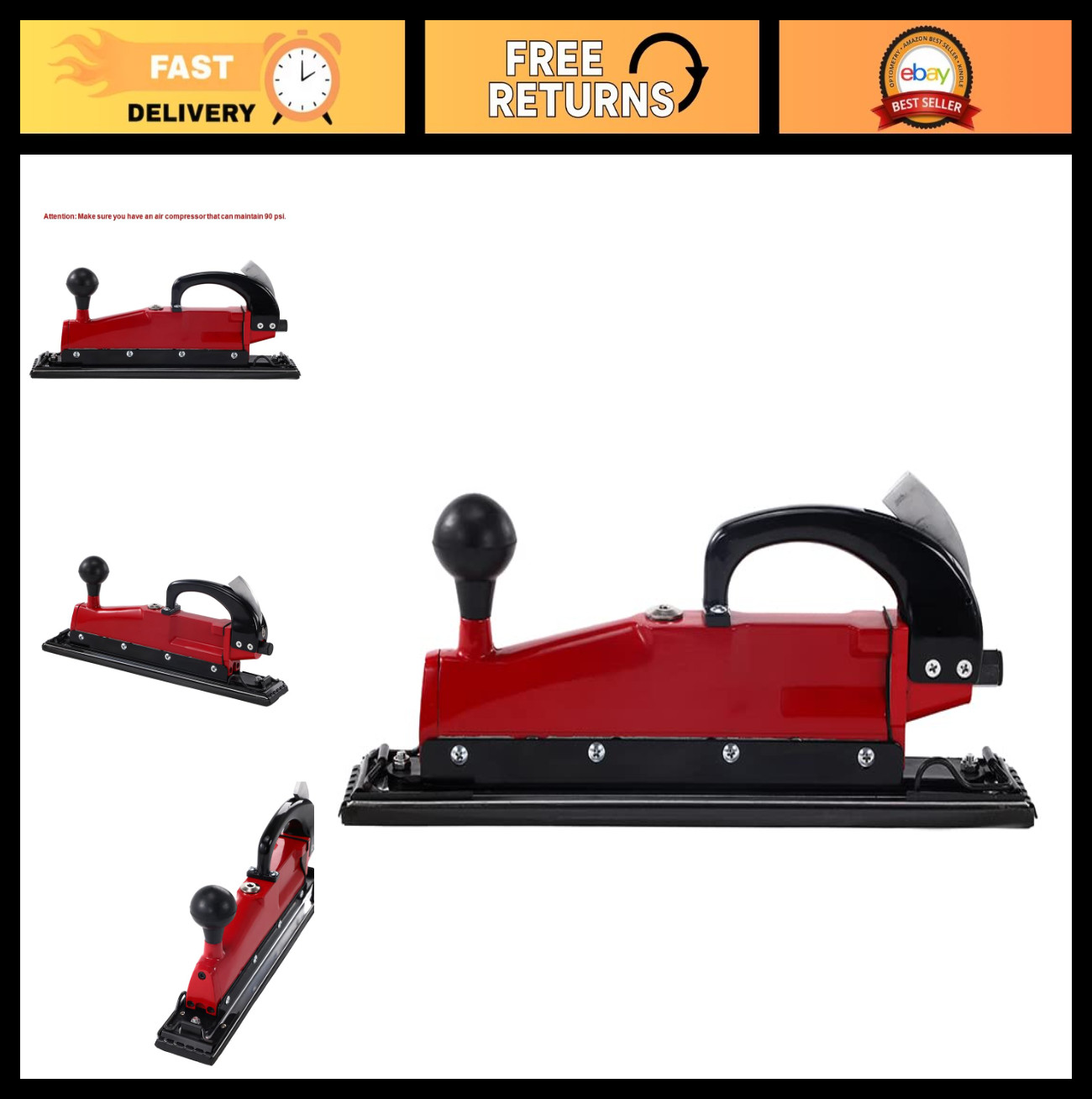Pneumatic Straight Line Air Sander - Twin Piston Longboard Sander for Smooth Fin