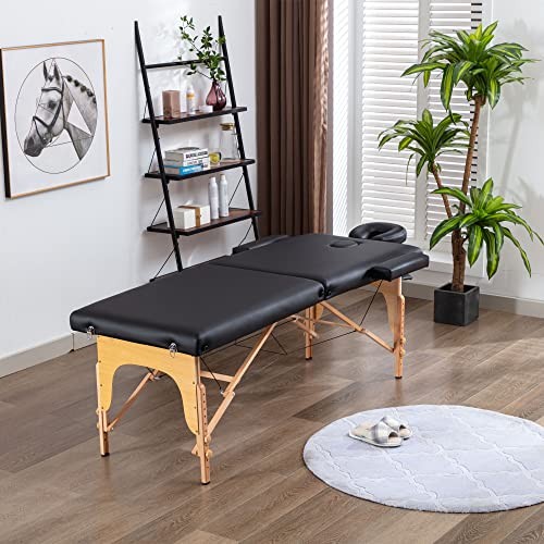 Memory Foam Massage Table Premium Portable Foldable Massage Bed Height Black
