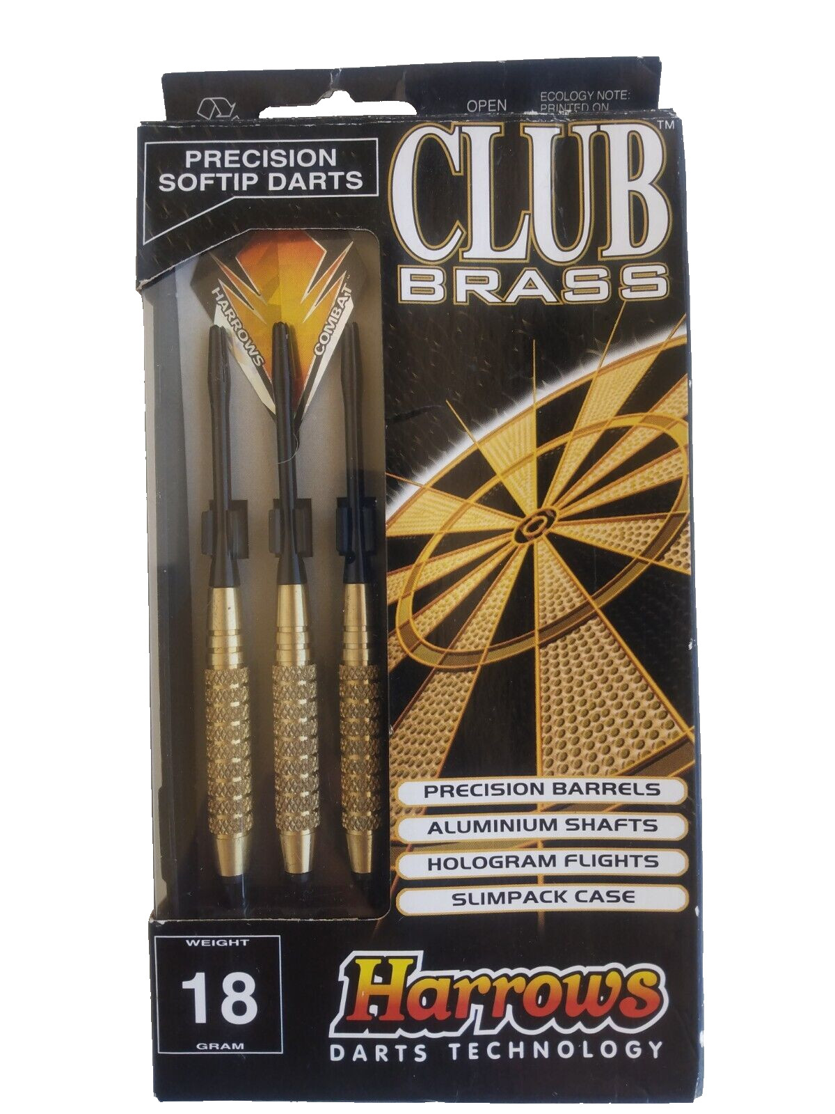 Harrows Club Brass  Precision Softip Darts (3) Darts w/ Slim pack Case- 18g