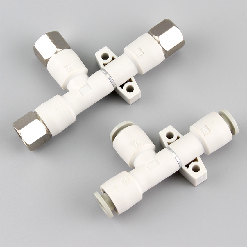 Tee Pneumatic Vacuum Generators in Line Tube Push in / Thread Fittings Connector