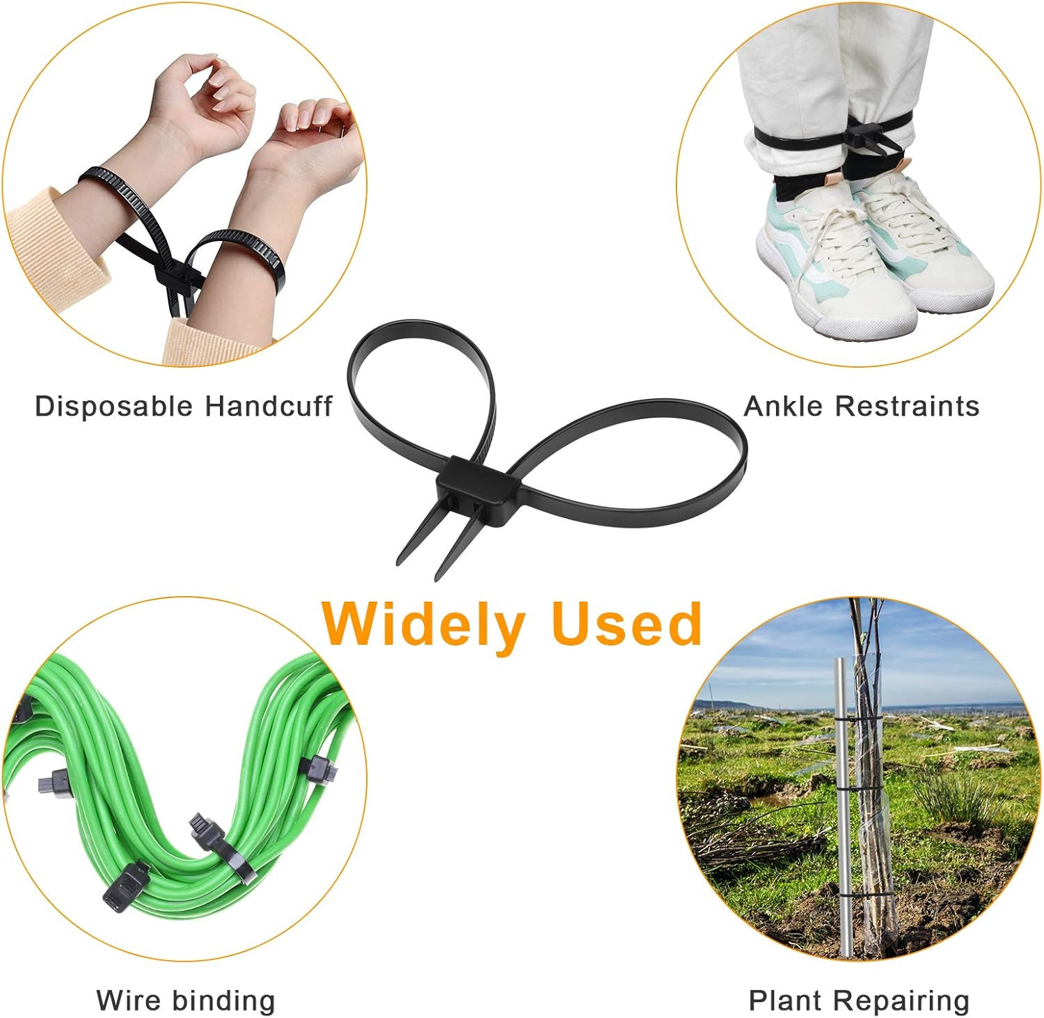 Coitak Flex Cuffs, 10 PCS Zip Tie Handcuffs, Double Locking Zip Ties Restraints,