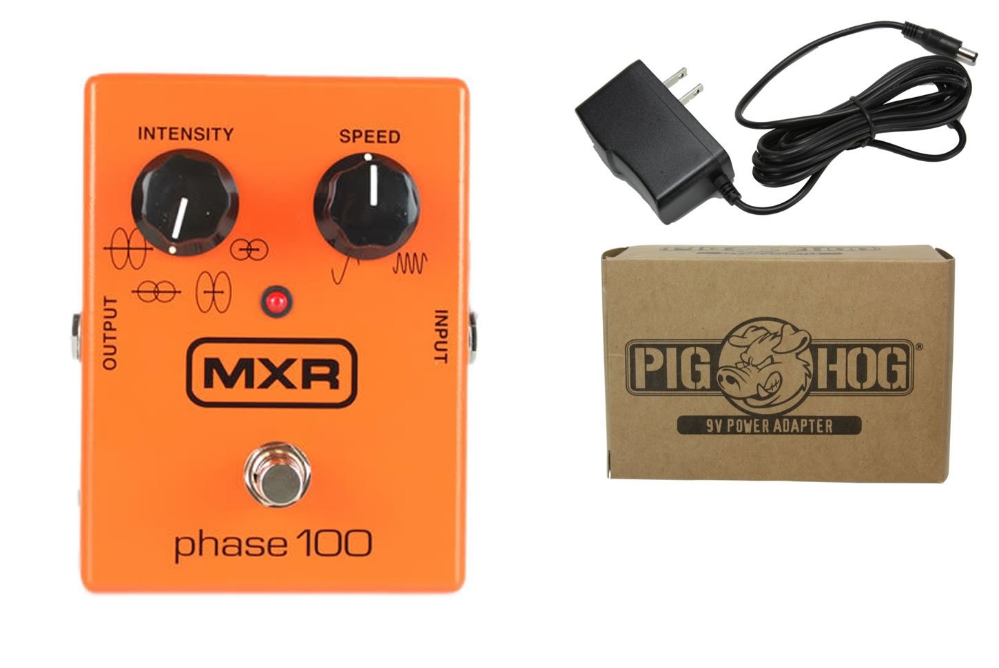 MXR M107 Phase 100 Power Bundle with Pig Hog 9V Adapter: Orange