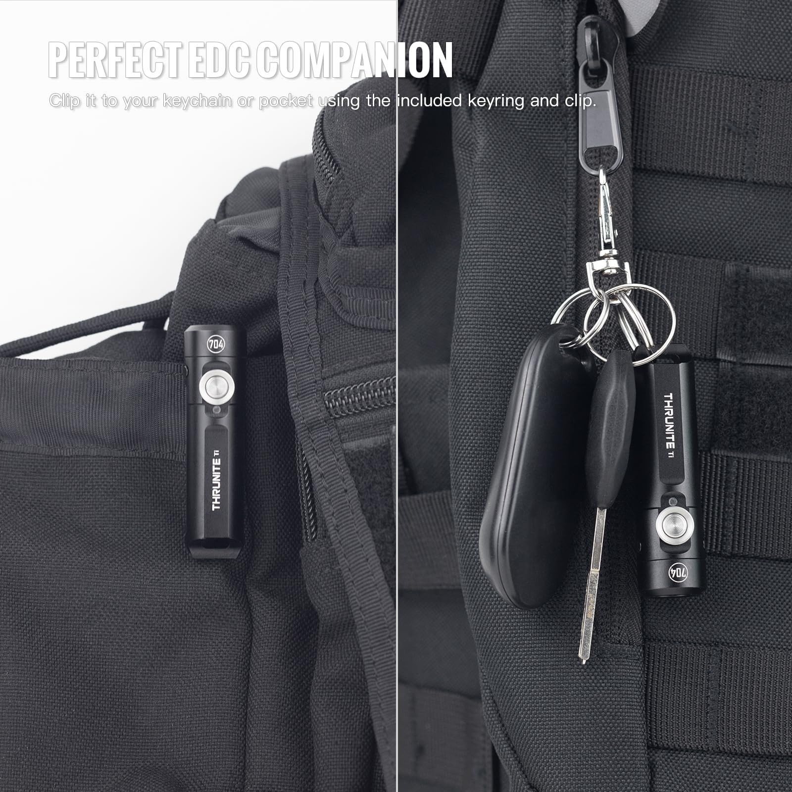ThruNite Ti Keychain Flashlight, Customized Edition with 704 Black Cool White