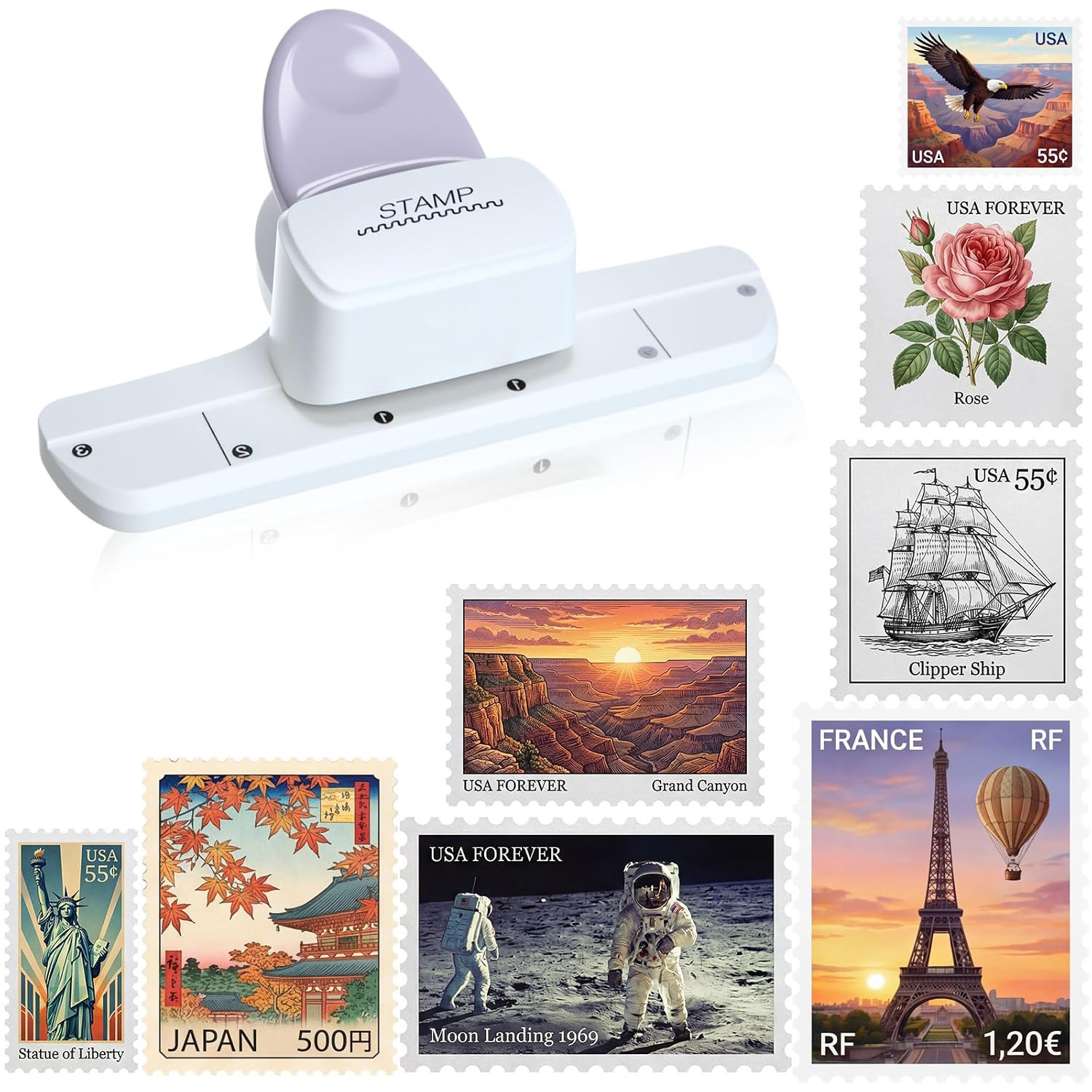 1 Pcs Postage Stamp Punch with Adjustable Perforated Edge, Versatile Stamp Shape