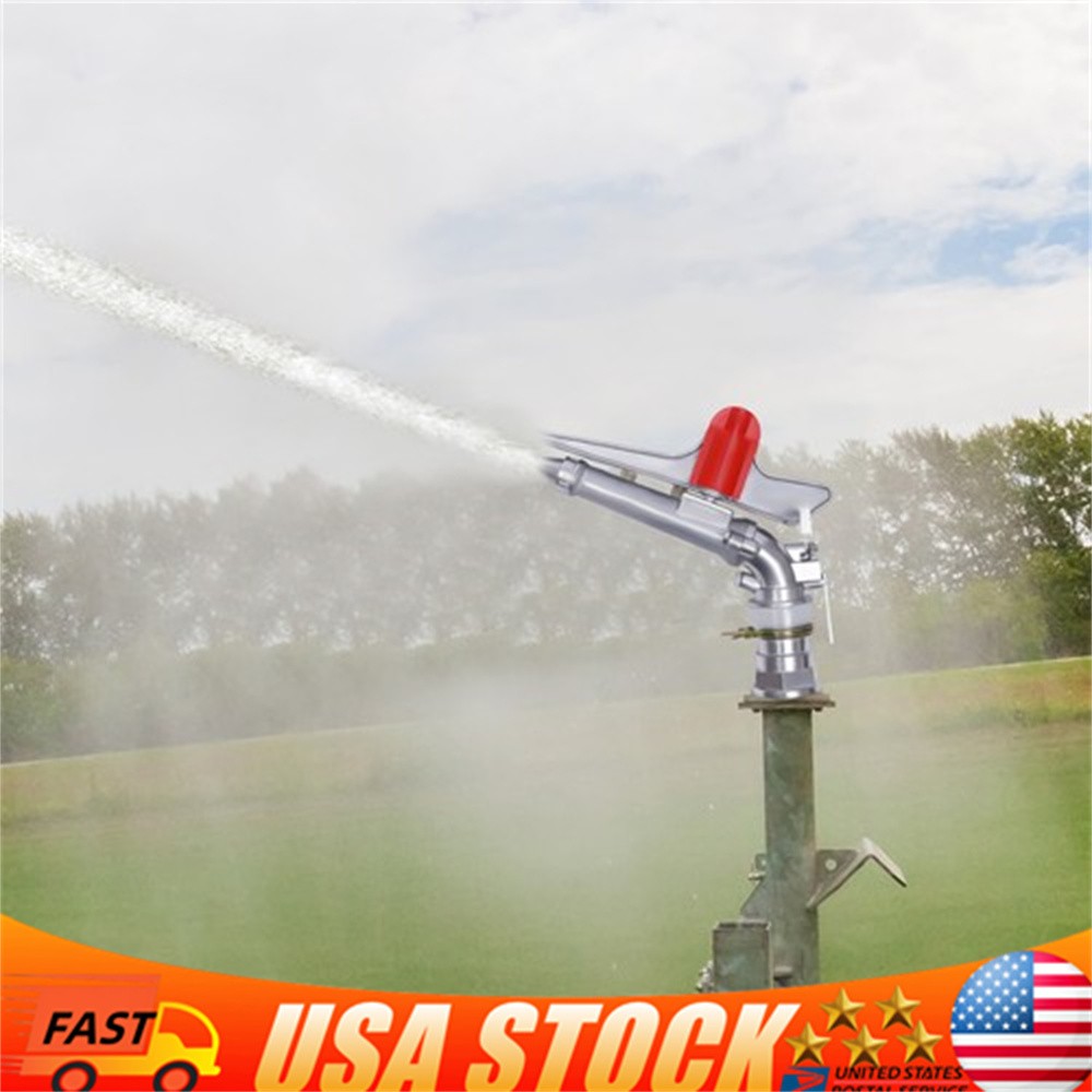 2" 360° Rain Spray Gun Adjustable Impact Sprinkler Large Area Water Irrigation