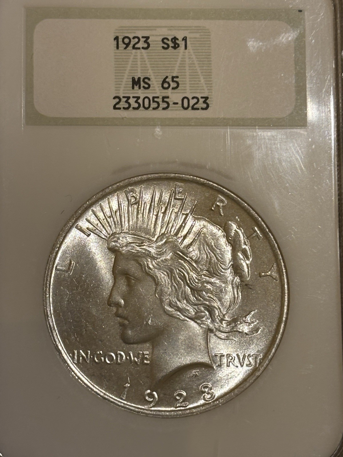 1923 $1 Peace Dollar NGC MS65 - OLD FATTY HOLDER - No Barcode Gorgeous!!