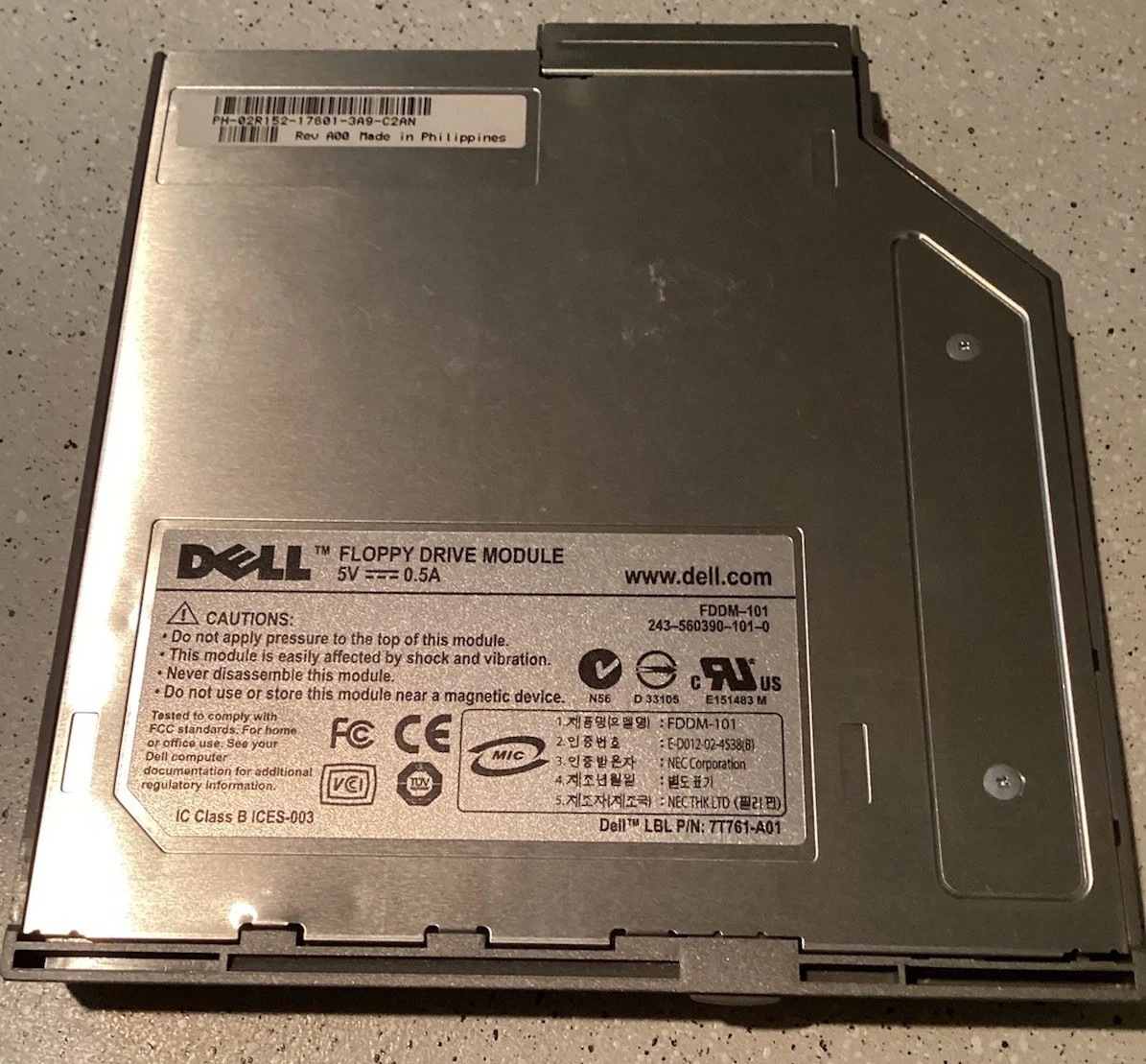 Dell 3.5” Floppy Disk Drive Module 5V 0.5A 7T761-A01