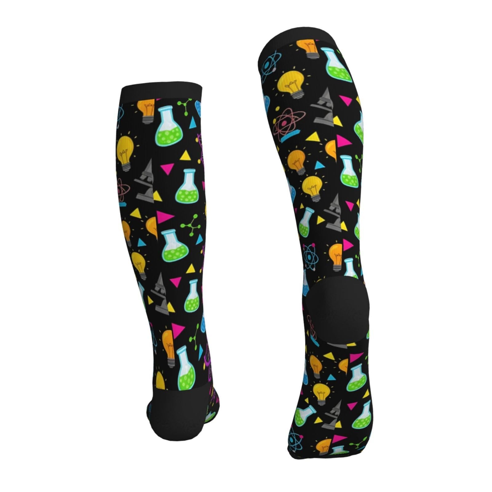 WOAIDY Knee High Compression Socks with One Size, Science Doodle Black
