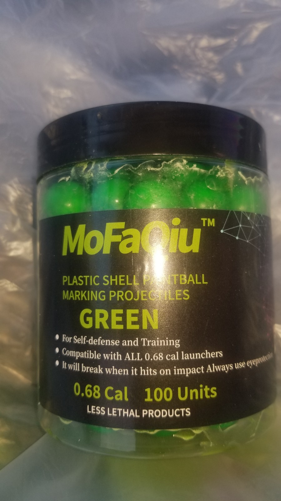 MOfaQiu Plastic Shell Paintball Marking Projectiles. 0.68 Cal, 100 Unit (Green)