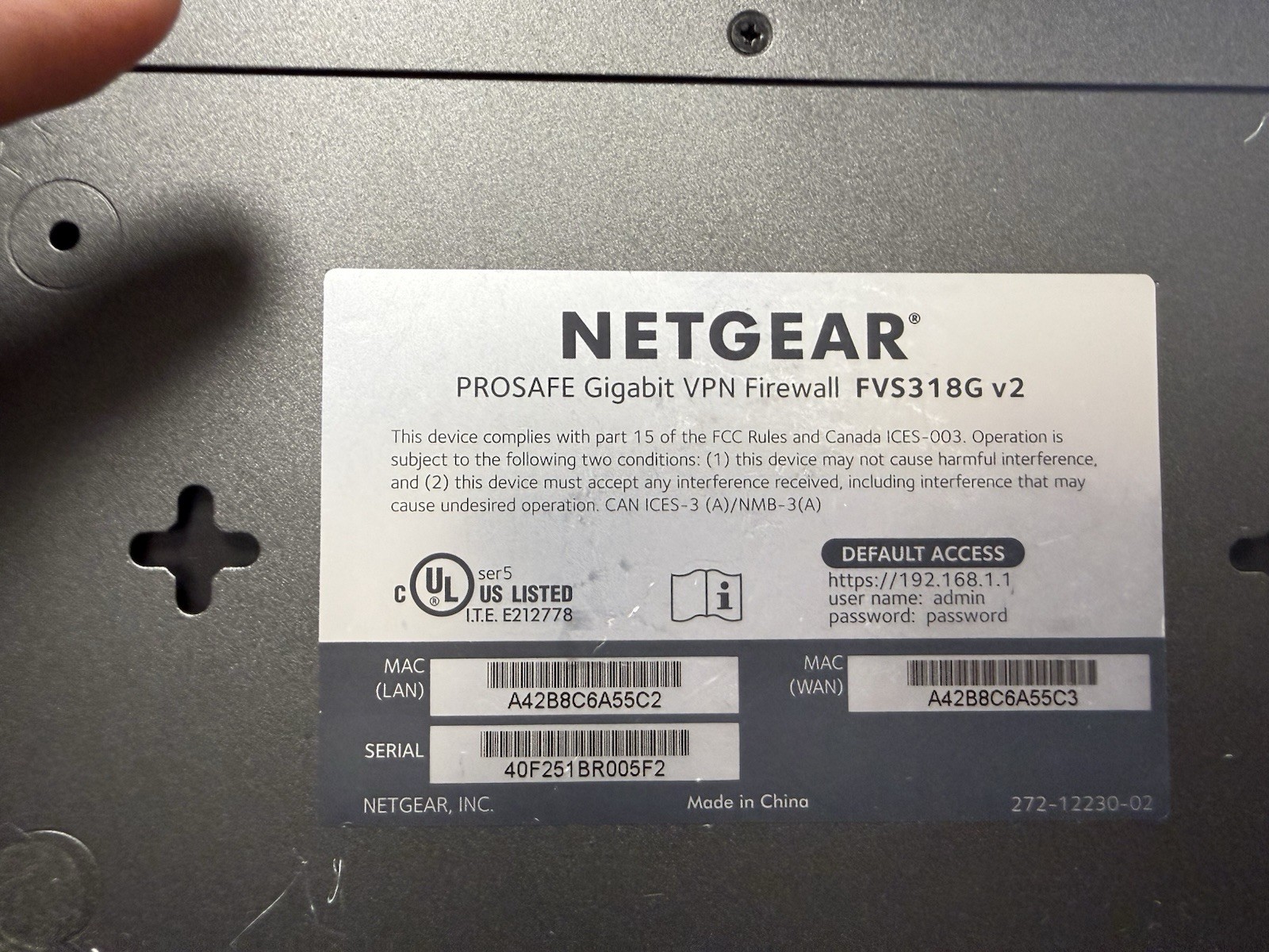 NETGEAR ProSafe FVS318G V2 ProSafe Gigabit VPN Firewall