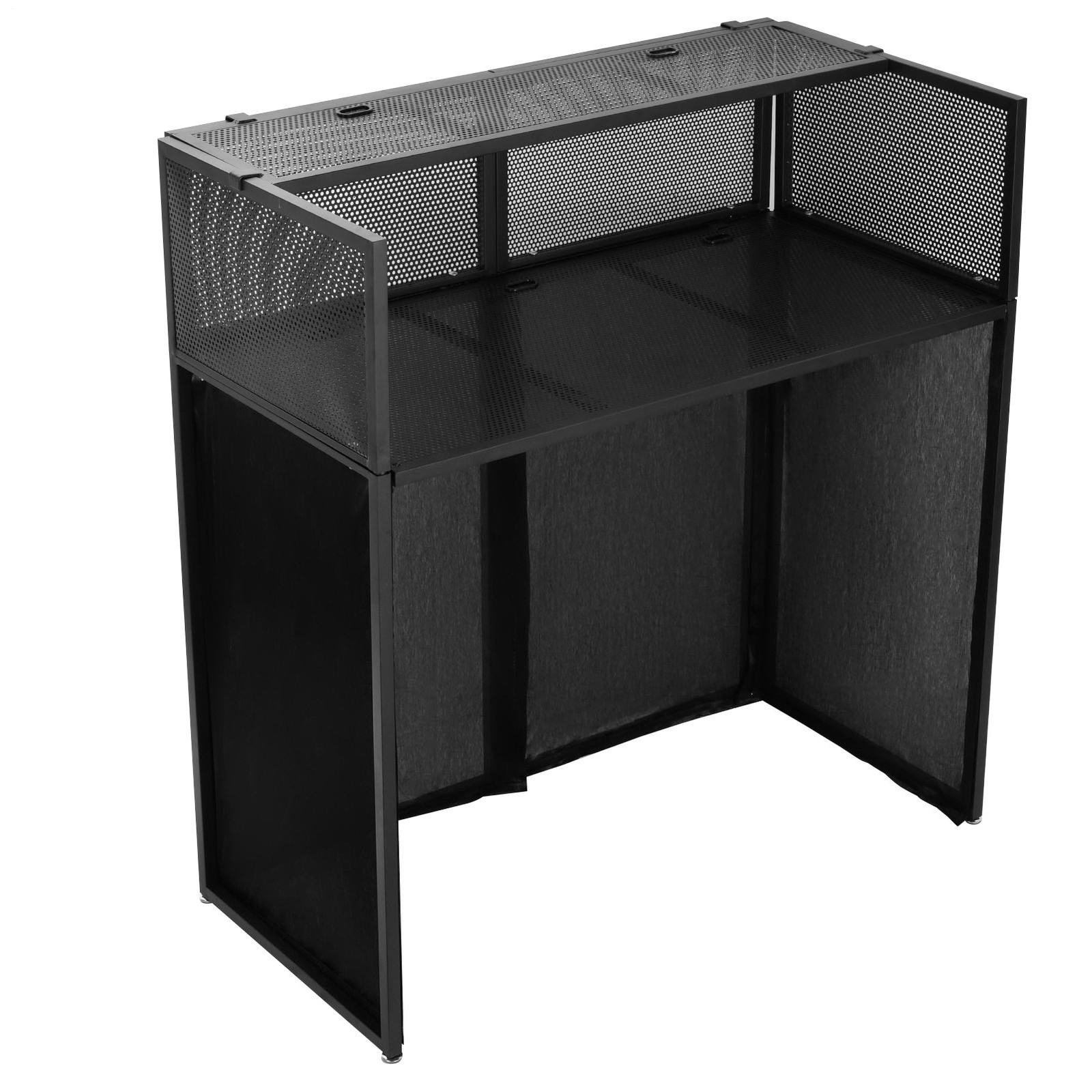 Portable DJ Booth Table,Foldable DJ Table Stand with White & Black Scrim,