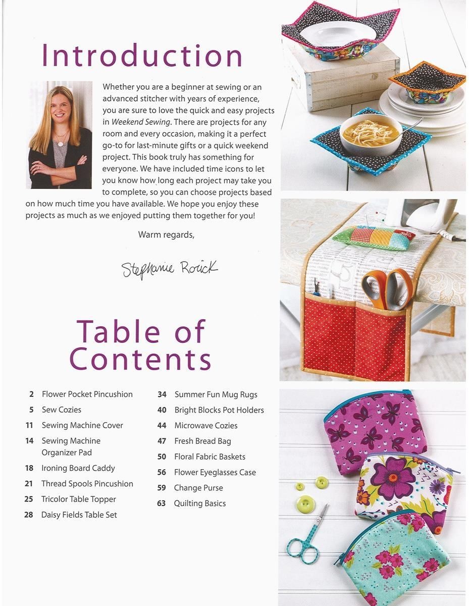 WEEKEND SEWING Pattern Book ~ 20 Projects ~ Potholders, Table Runner, Coasters +