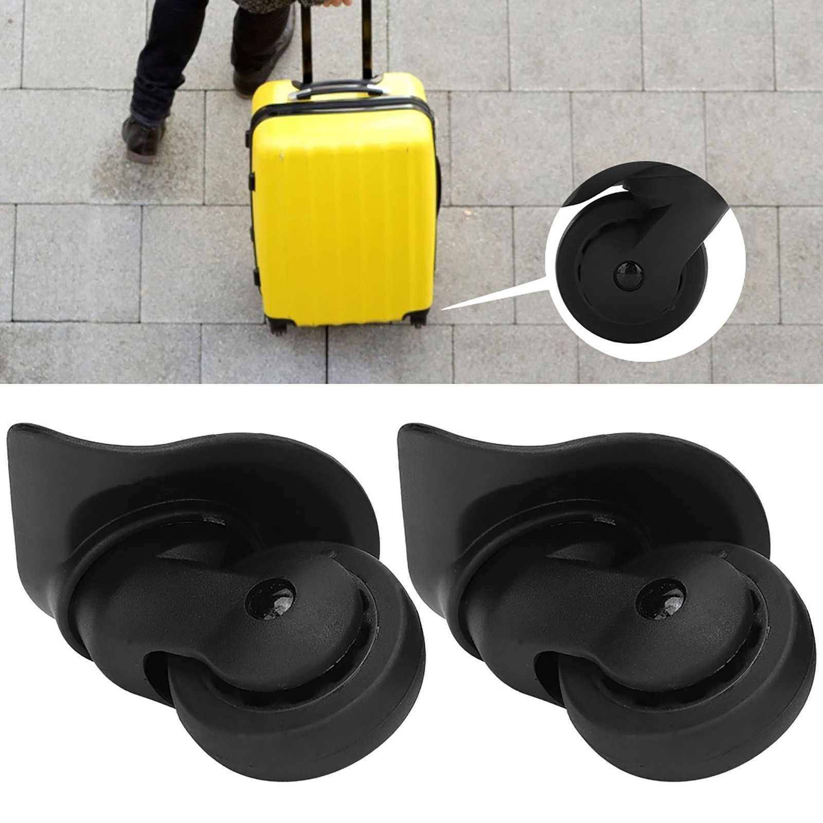 2 Pcs A52 Single Row Wheel Suitcase Luggage Replacement Universal FA