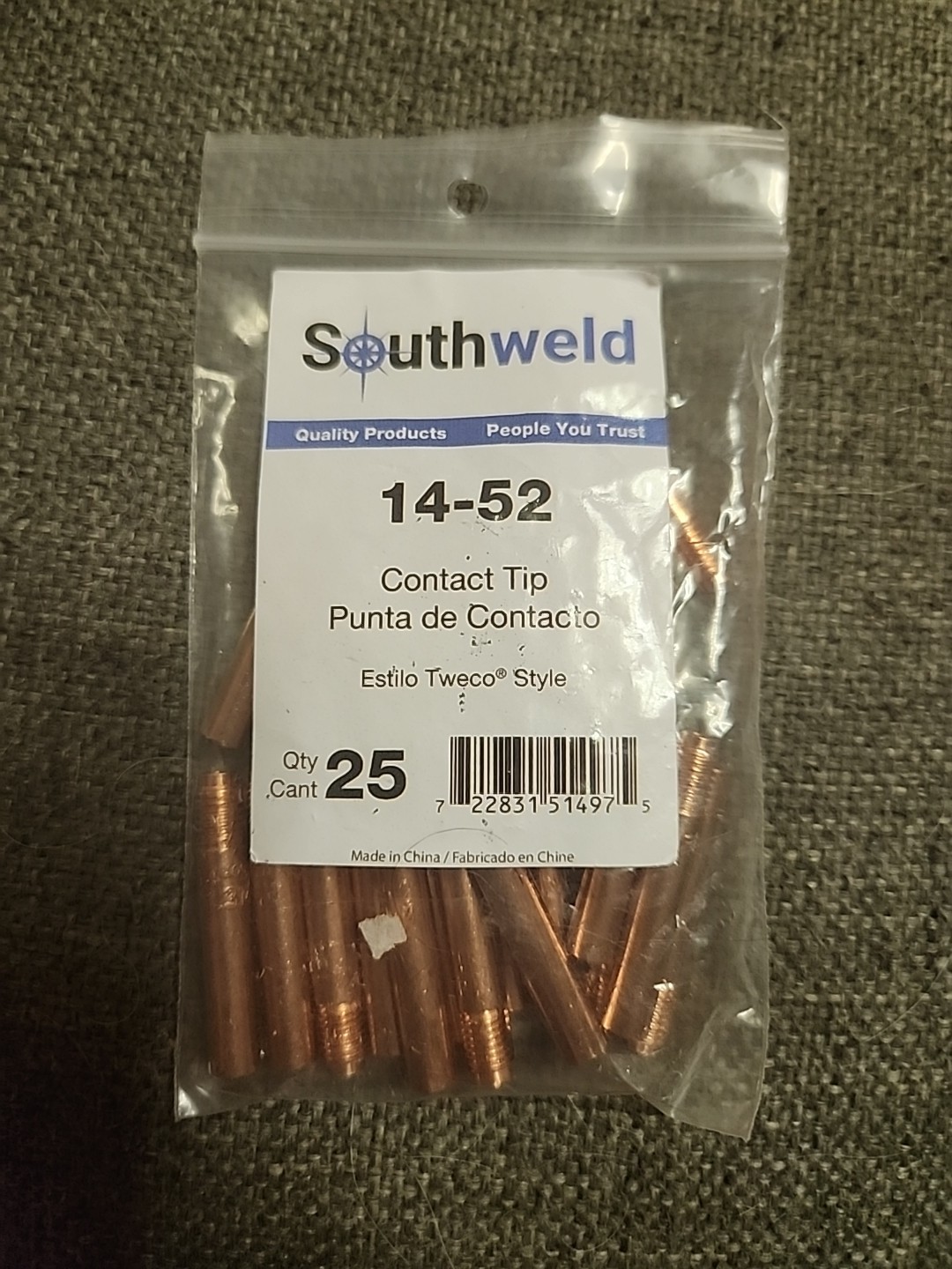 Southweld 14-52 .052 MIG Contact Welding Tips Bag of 25