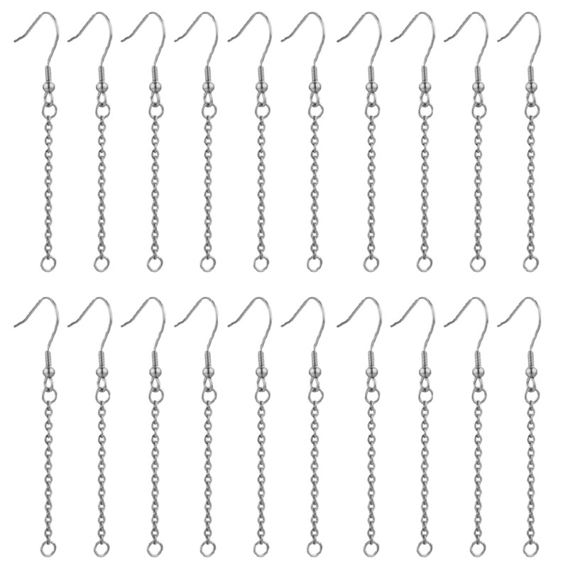 20pcs Stainless Steel Earring Hooks Extender with Connector for DIY Ear Jewelry
