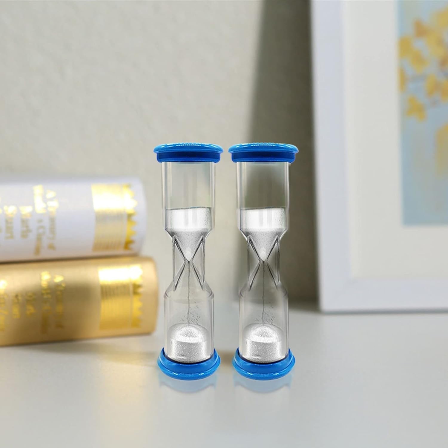 Blue 2-Minute Sand Timer Plastic Kitchen Timer Decor Educational Use-Case Rea...