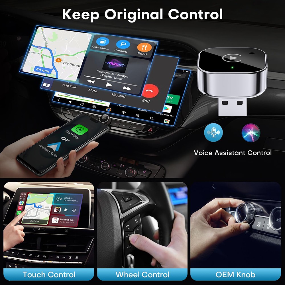 2025 USB Wireless CarPlay Adapter For iPhone Apple Wireless Dongle Plug ＆ Play