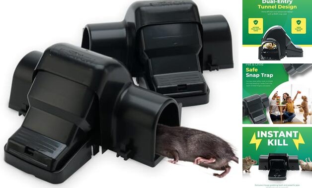 Rat Traps Indoor and Outdoor - Dual-Entry Large Rat Trap Outdoor and Pack of 2