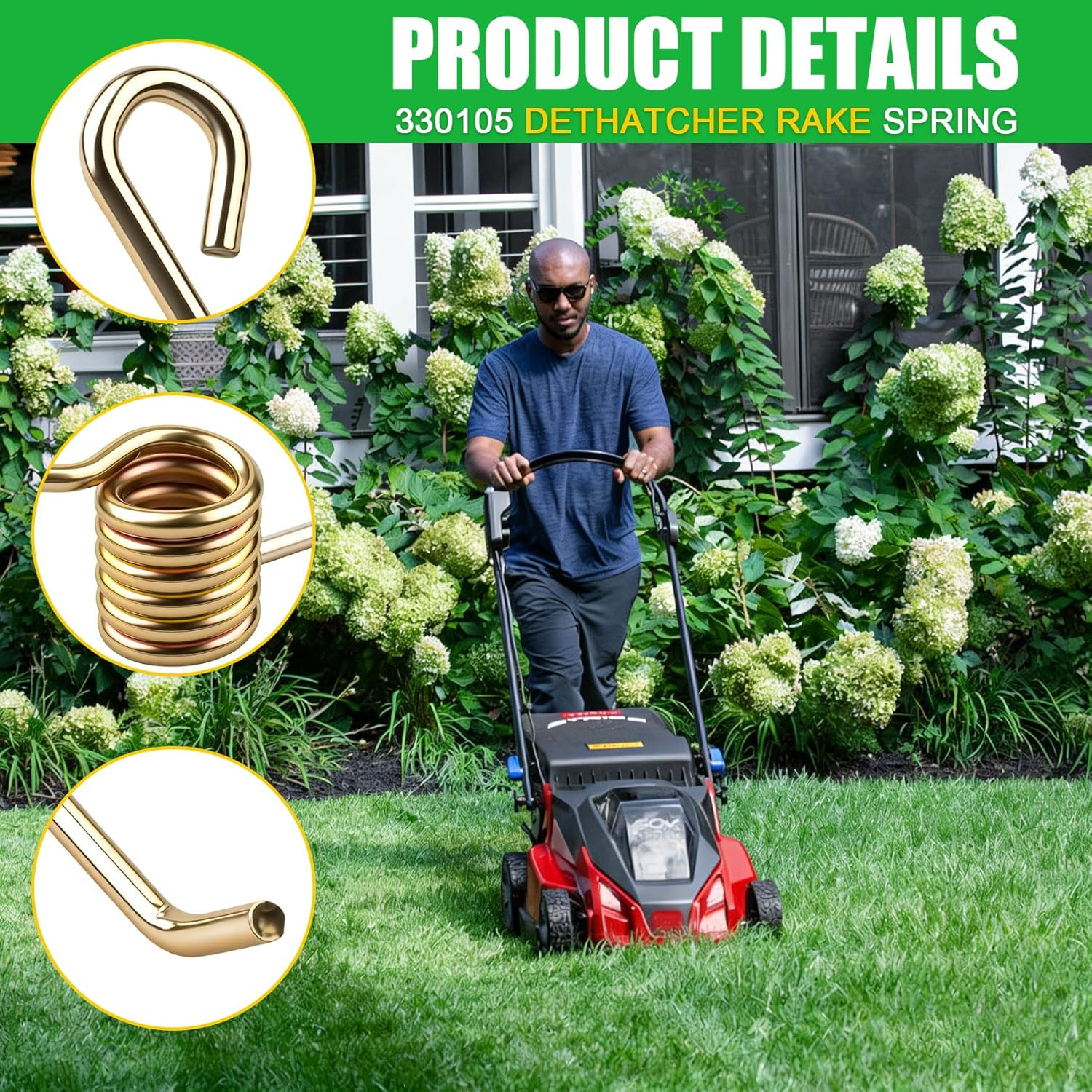 Spring 3-Pack Lawn Rake Dethatcher Tension Adjustment Thatch Removal Maxpower