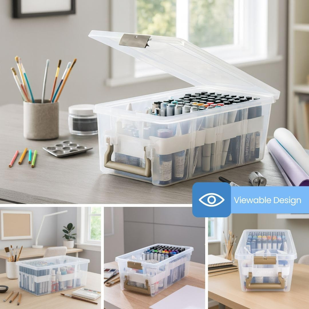 Artbin Essentials 12 X 12 One-Compartment Craft Box, Clear | Includes Accessory