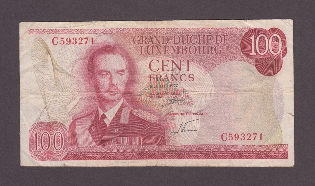 LUXEMBNURG P.56-3271  100 FRANCS 15.7.1970 PFX C  F-VF  WE COMBINE  2602