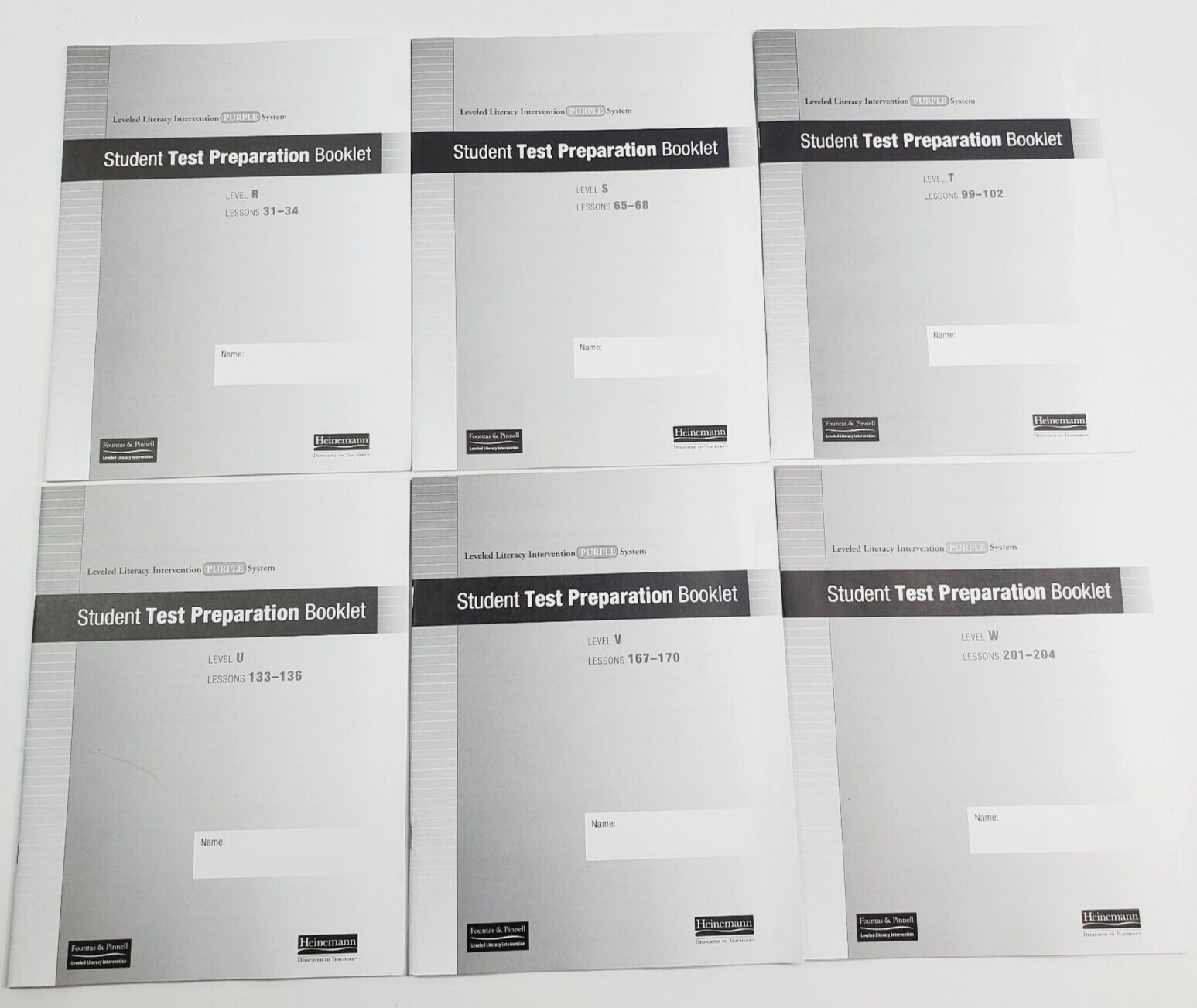Fountas & Pinnell LLI Purple System Student Test Preparation Booklets Levels R-W