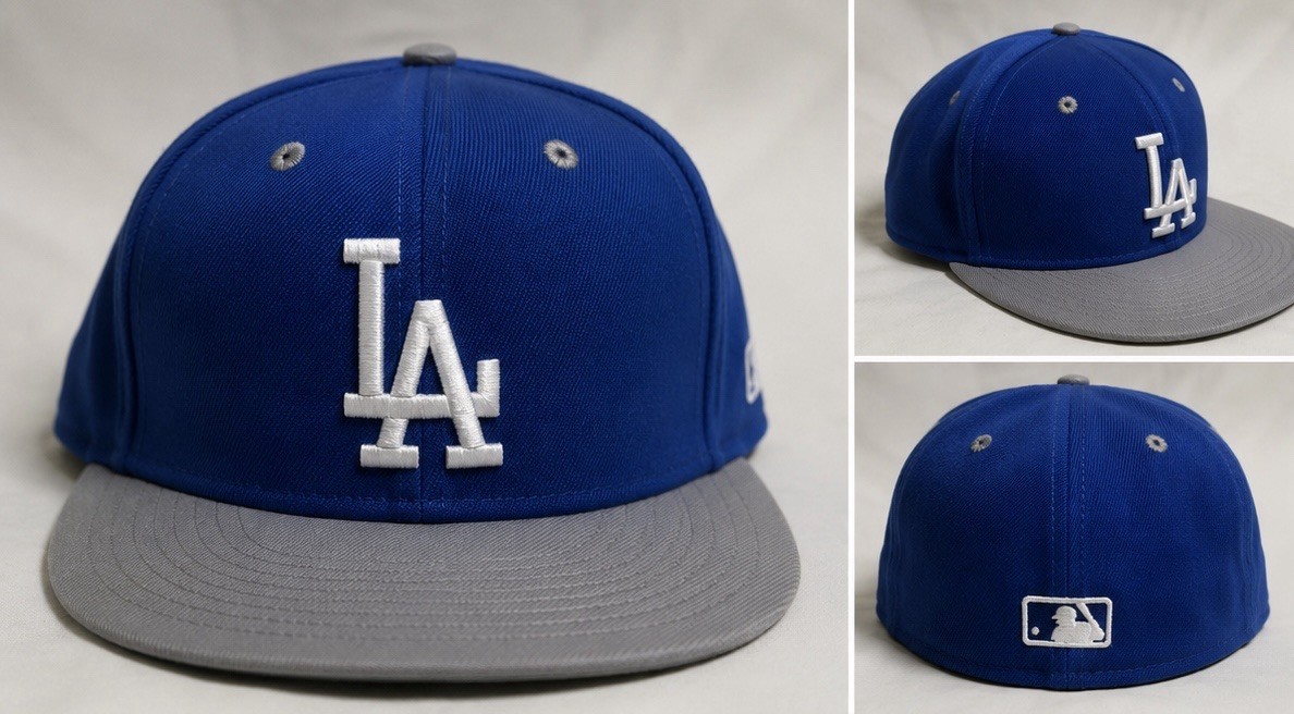 LA Dodgers Style Snapback Hat Blue Gray Adjustable Flat Brim Cap
