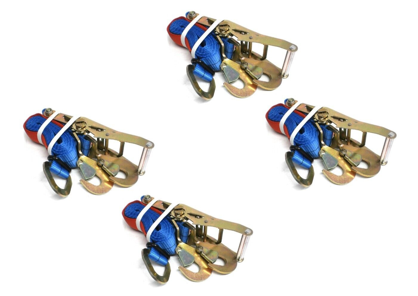 Set 4 Car Tie Down Ratchet Axle Straps 10' Trailer RV