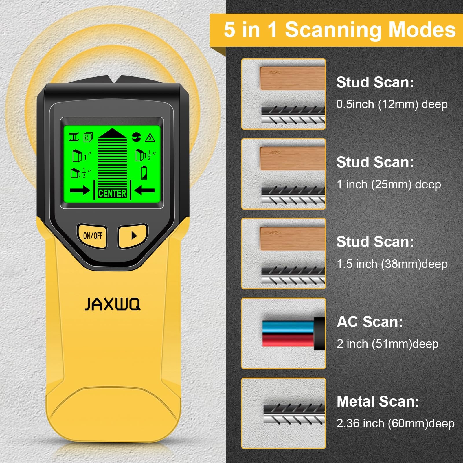 Stud Finder Wall Scanner - 5 in 1 Stud Finder Tool w/Microprocessor Chip and ...