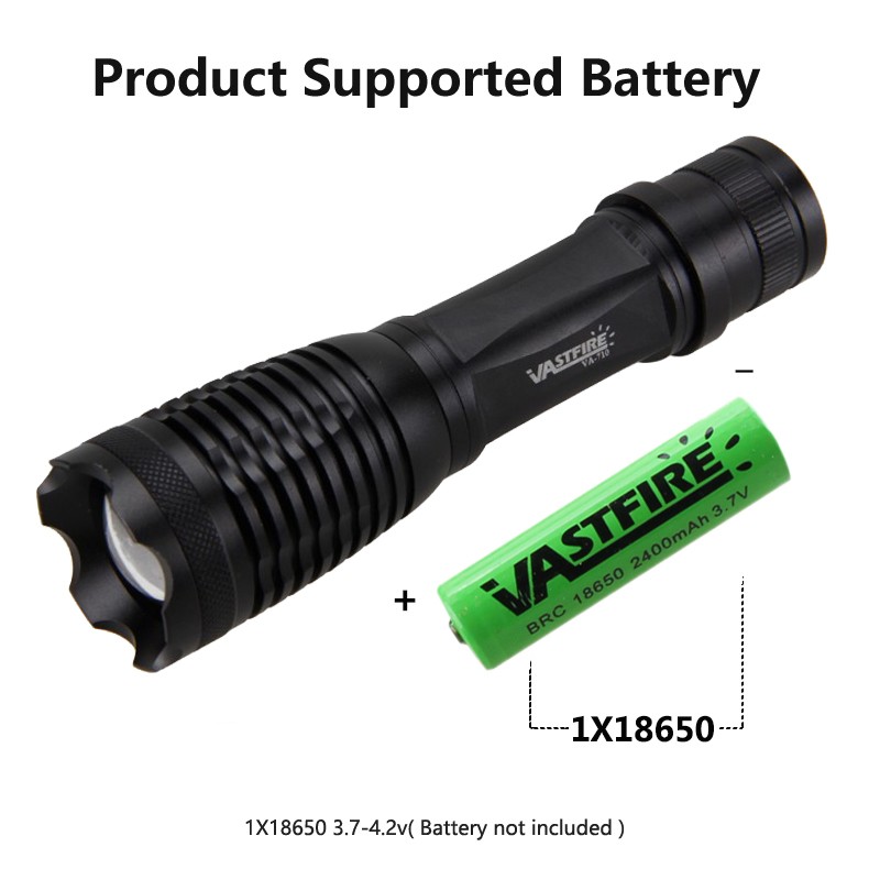 Rechargeable LED Flashlight 800Yards Work Light Predator Zoomable Torch + Switch