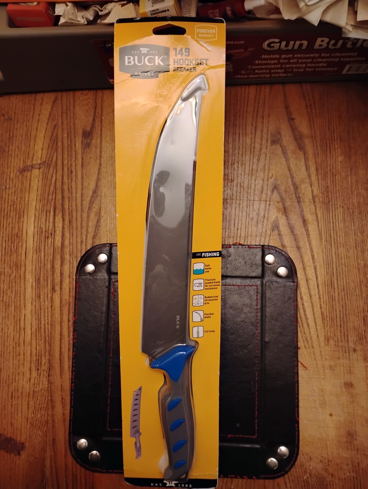 Buck Knives Hookset 149 Breaker 10" Titanium Coated Stainless Steel Blade Sheath