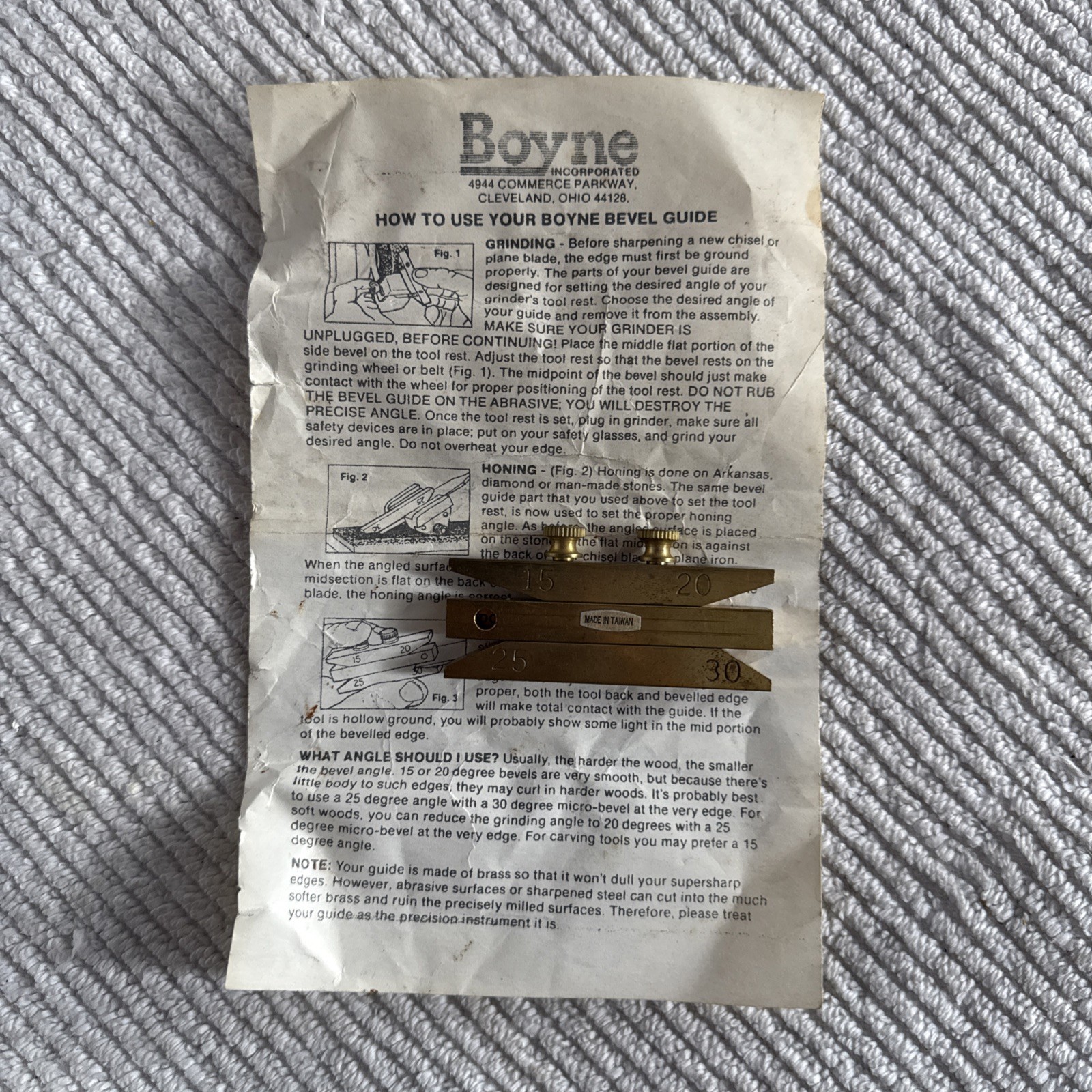 Vintage Boyne Bevel Guide Brass Taiwan