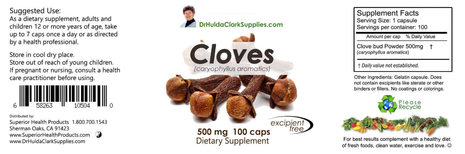 Dr Hulda Clark Parasite Cleanse - Freeze-Dried Black Walnut Caps,Cloves,Wormwood