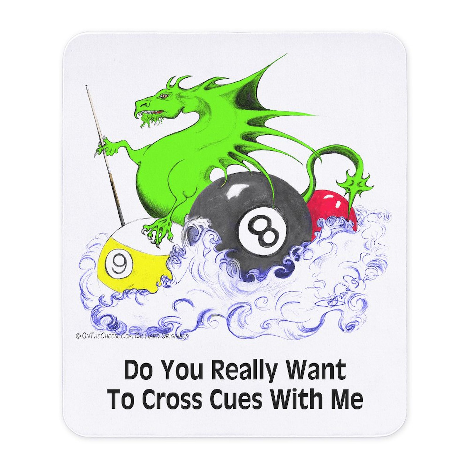 CafePress Cross Cues Pool Playing Dragon Mousepad  (386754099)