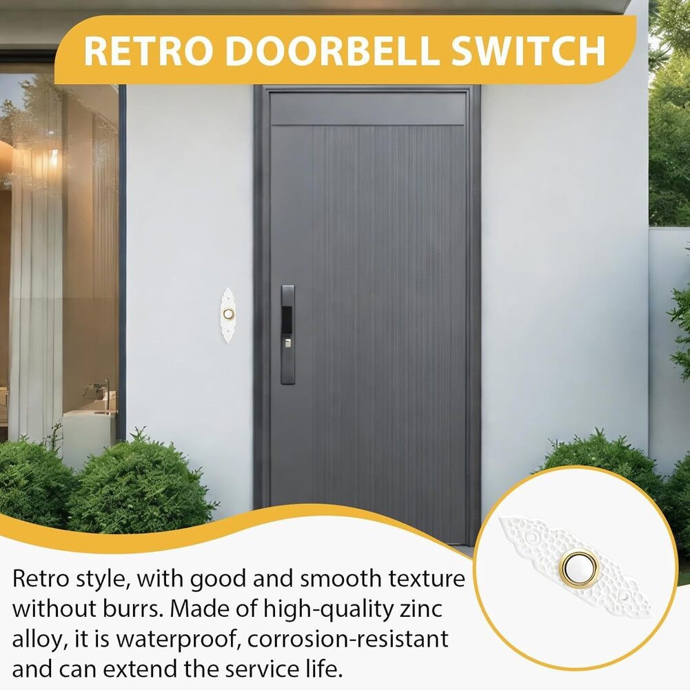 Wired Doorbell Button Replacement White Plastic for Home Garage Workshop Use