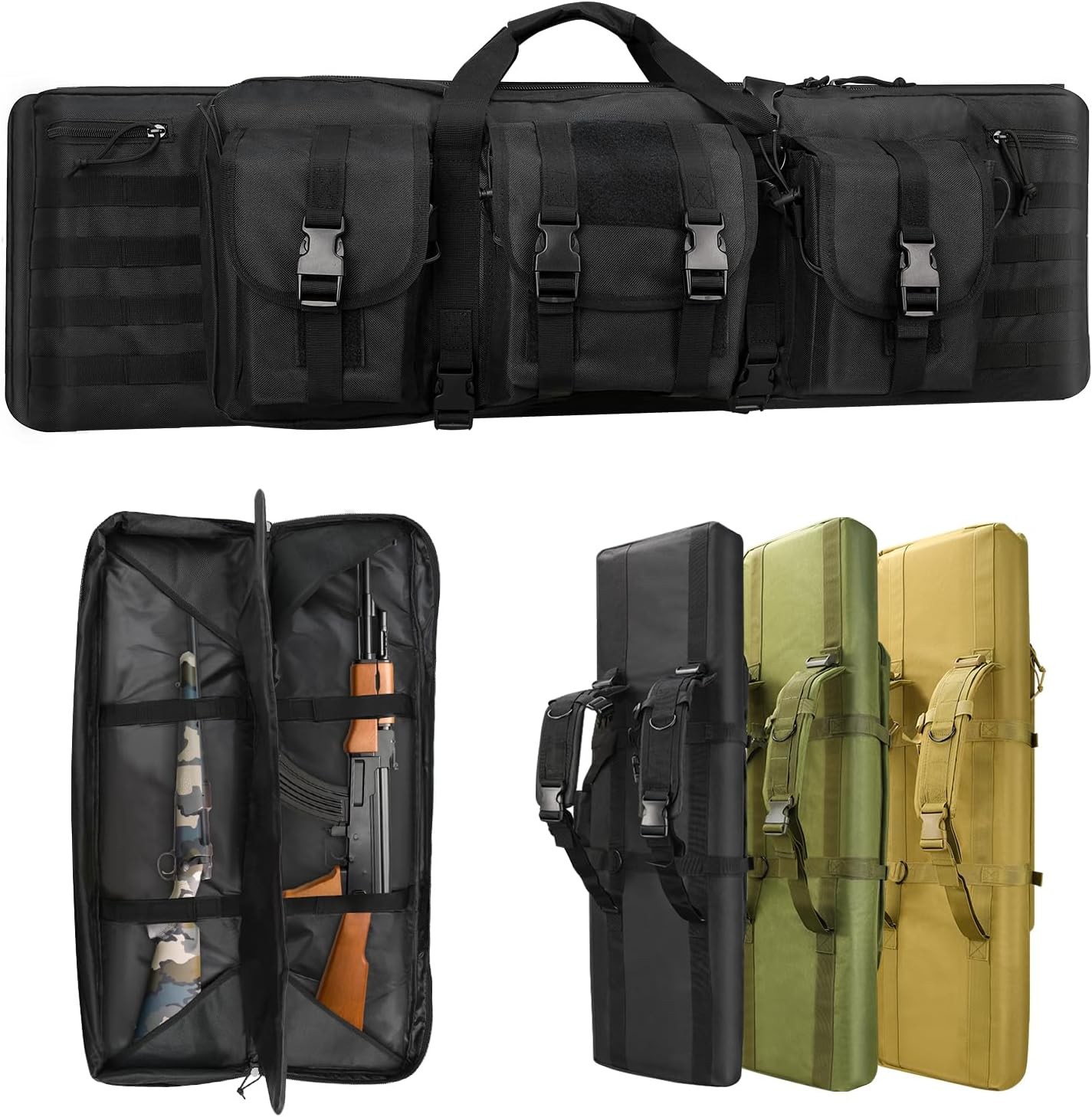 36" 42" 46" Tactical Double Rifle Bag Gun Range Padded Backpack Carry Case Bag