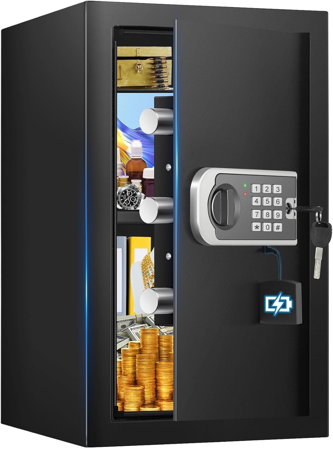 Safe Box 3.5 Cuft Home Safes W/ Fireproof Waterproof Bag Security Digital Safe