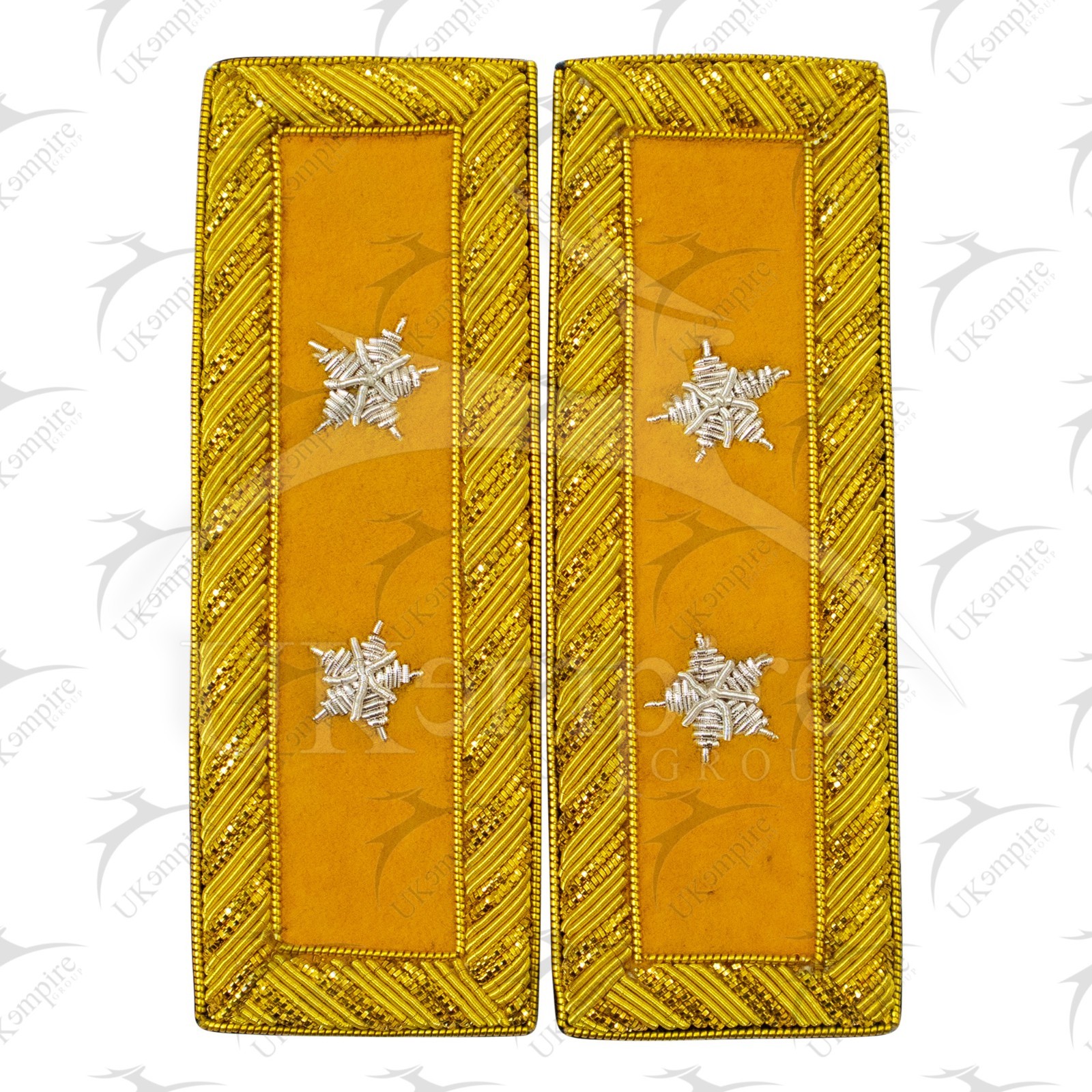 Civil War US Officer Shoulder Boards Major General (Two Star) Cavalry Yellow