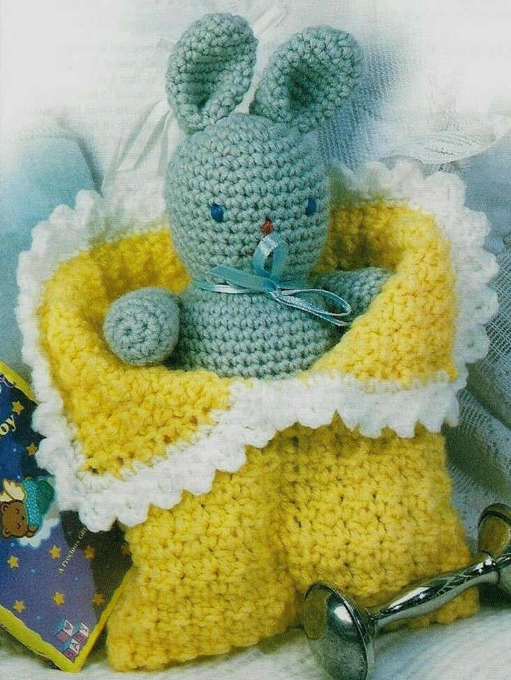 BABY BUNNY IN BUNTING 9" STUFF ANIMAL TOY CROCHET PATTERN INSTRUCTIONS
