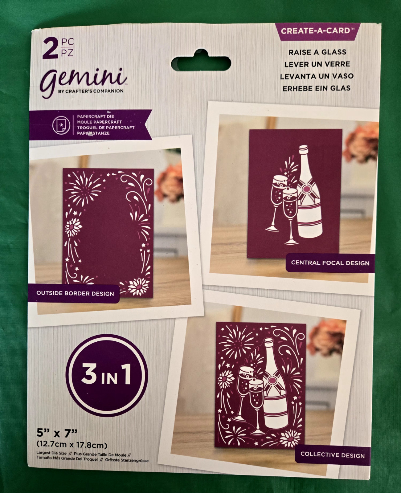 Crafter's Companion Gemini Create A Card Raise A Glass Background Die Champagne