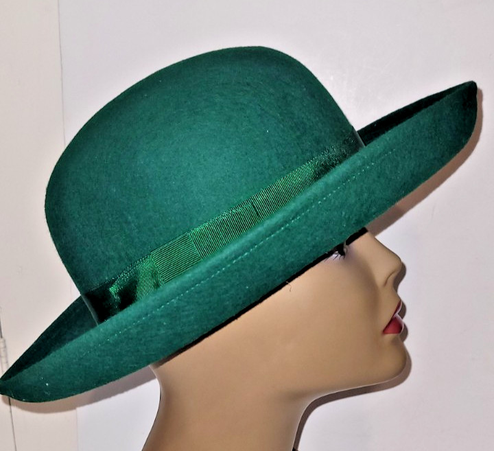 Mr. Hi's Classic Womens Wool Hat Dark Forest Green with Matching Ribbon USA