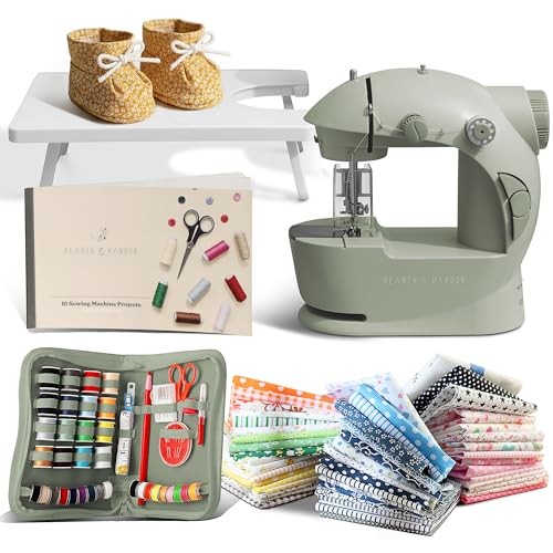 Mini Sewing Machine for Beginners, Dual Speed Small Portable Premium Set Green
