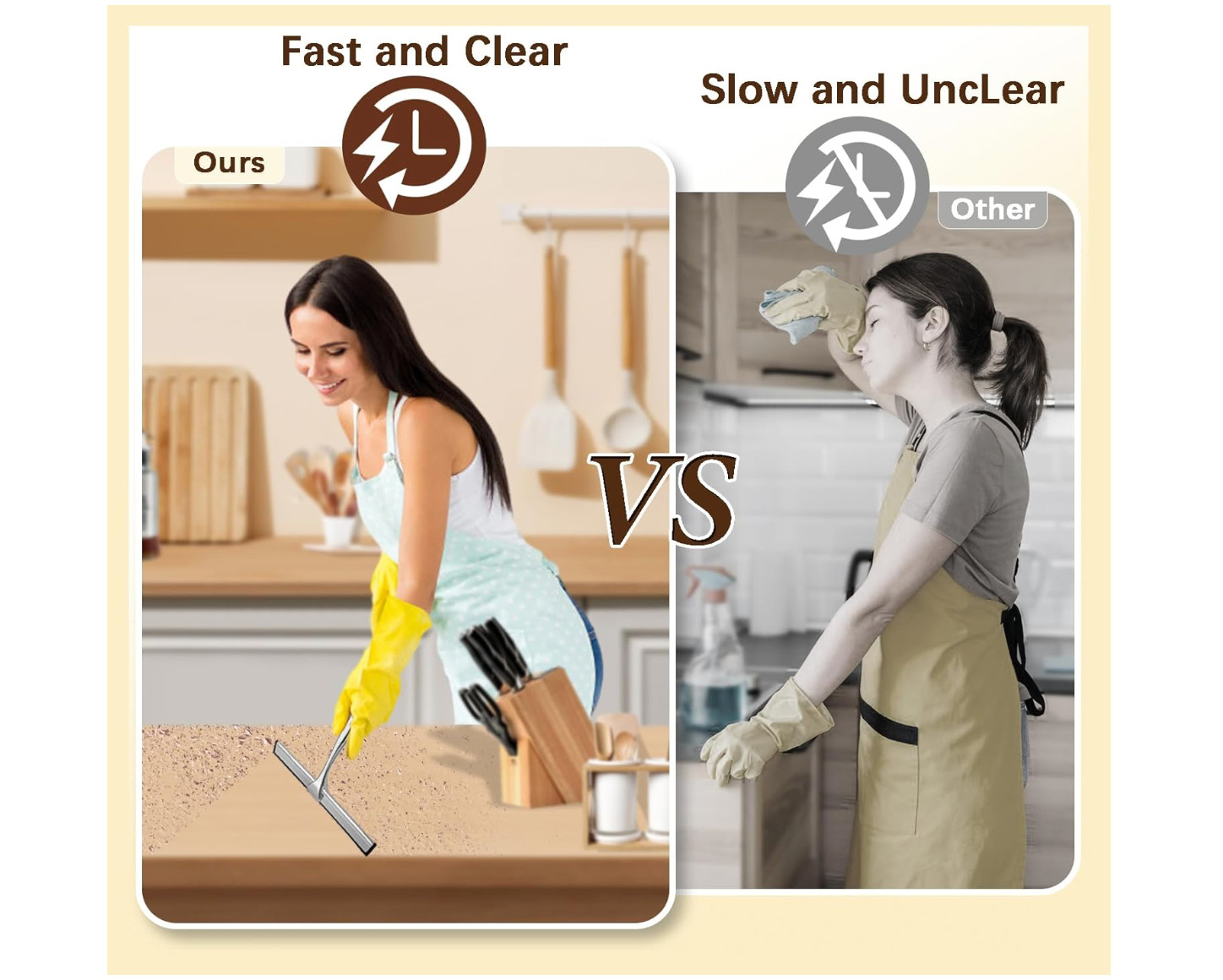 All-Purpose Stainless Steel Shower Squeegee for Glass Doors with Adhesive Hooks
