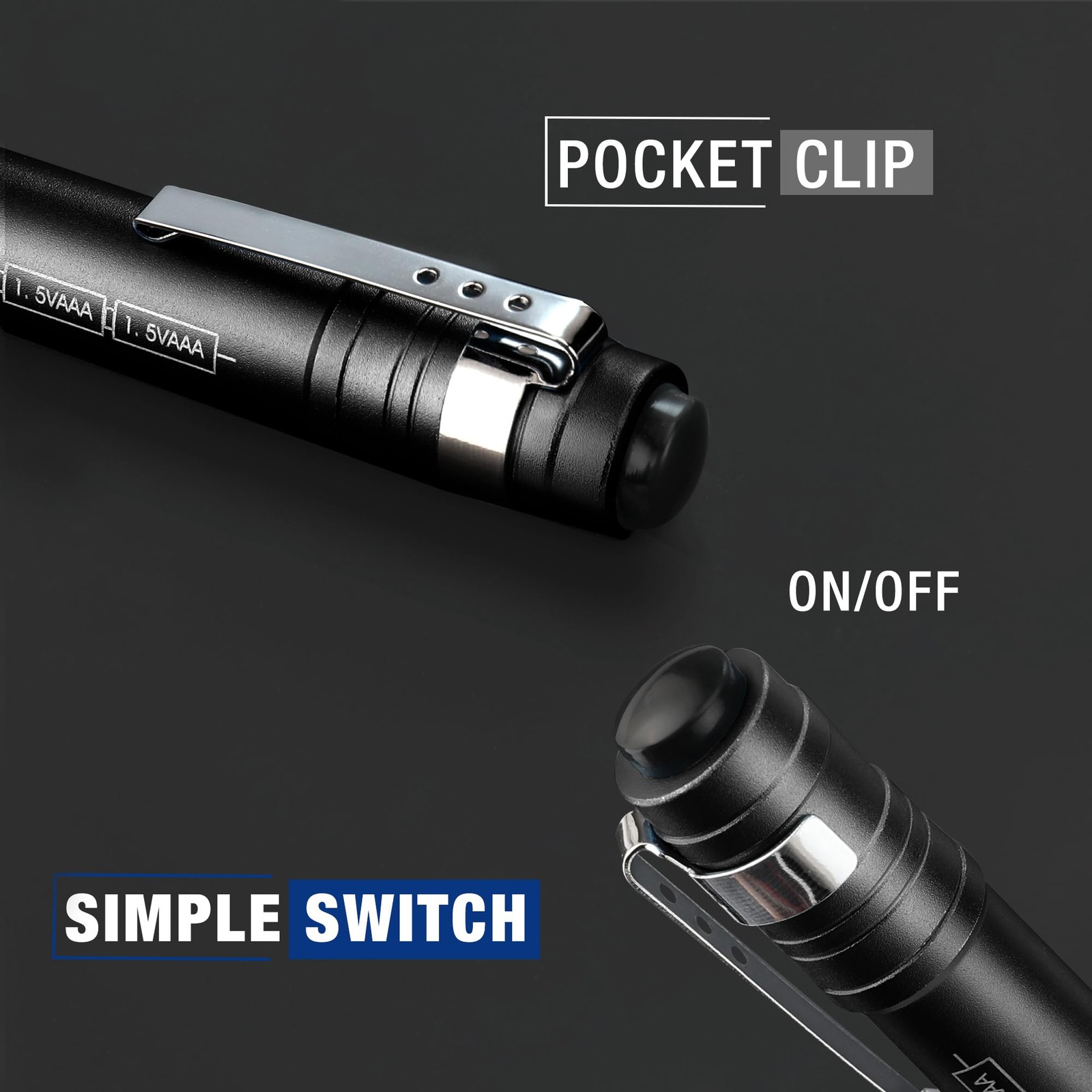 WORKPRO LED Pen Light, Aluminum Pen Flashlights, Pocket Flashlight with Clip 4pc