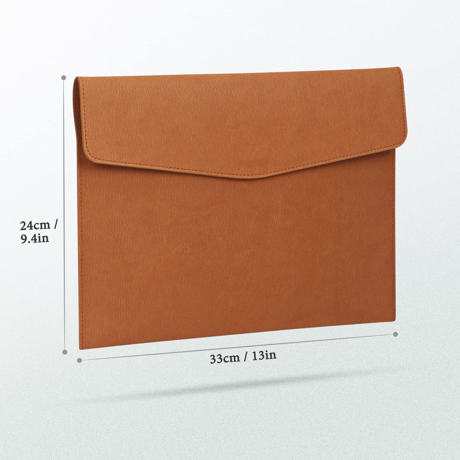 File Folder, PU Leather A4 Document Holder File Organizer Filing Envelope Por...