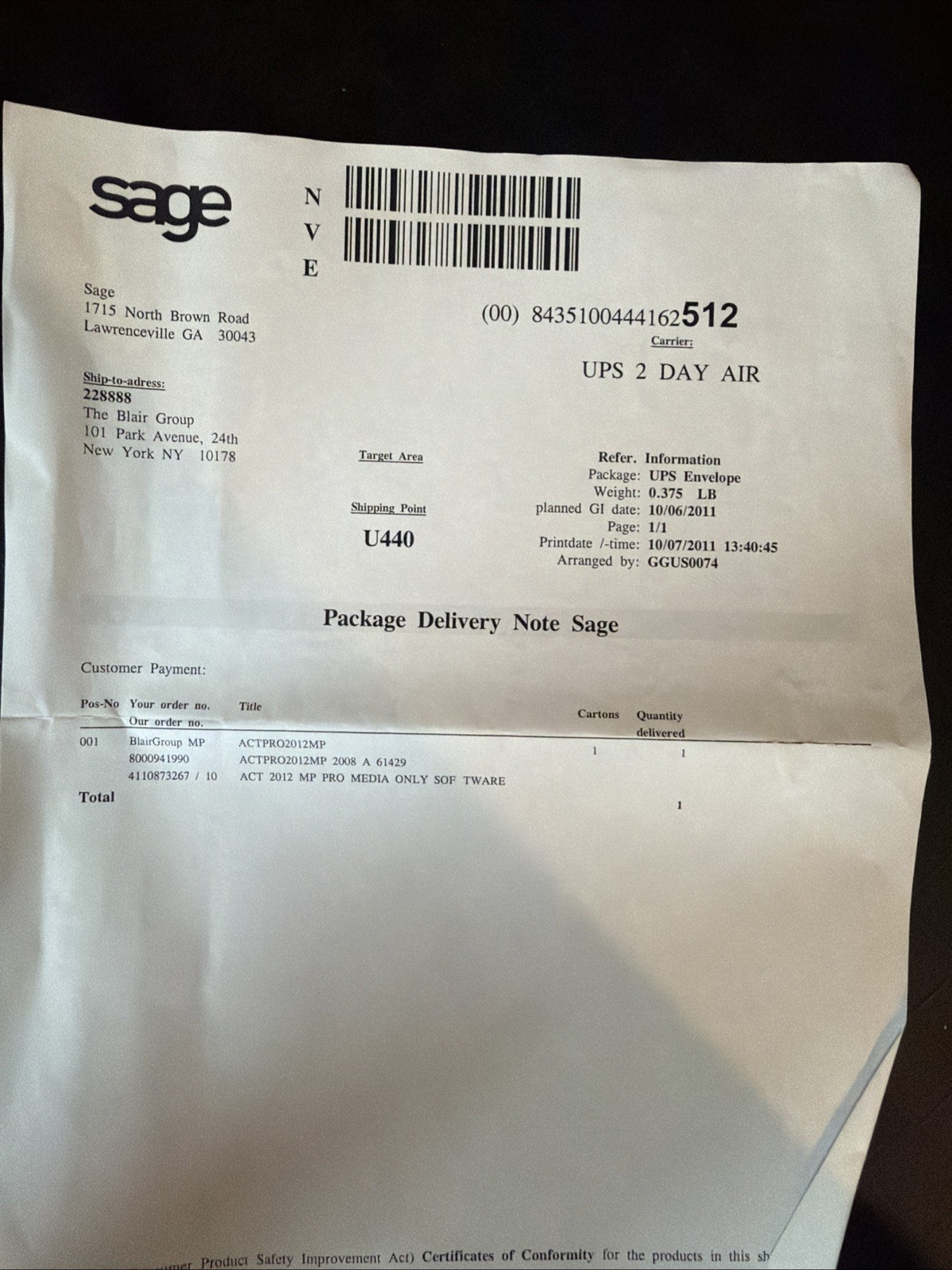 Sage Act! Pro 2012 Nos